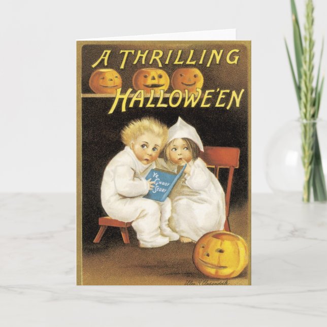 Old Fashioned Halloween Ghost Story Kids Card (Front)