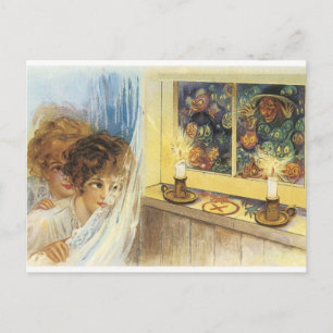 Old Fashioned Halloween Ghosts & Goblins Postcard