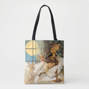 Old-fashioned Halloween, Girl with Fairies Tote Bag