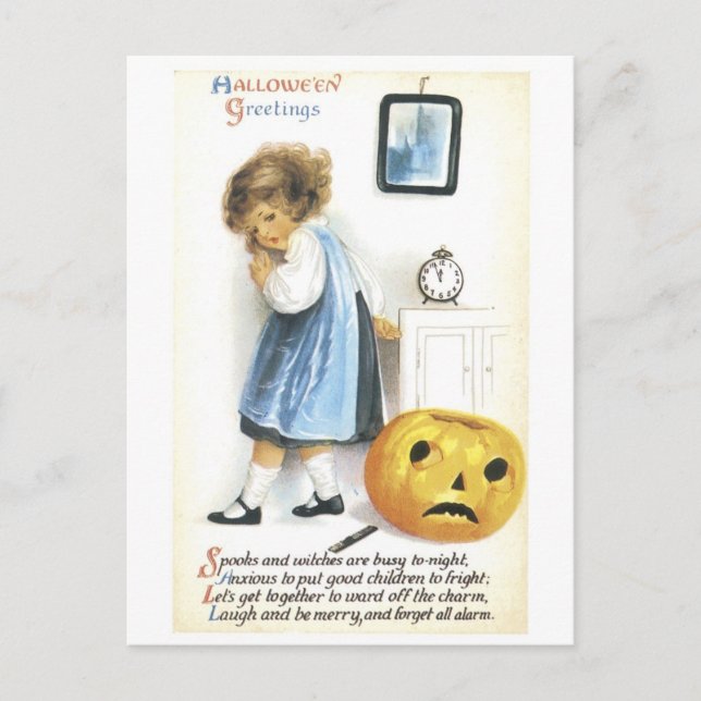 Old Fashioned Hallowe'en Greetings Postcard (Front)