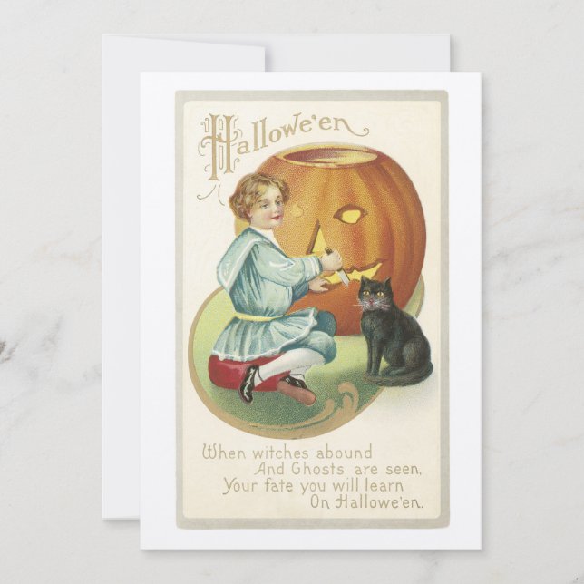 Old Fashioned Halloween Pumpkin Carving Invitation (Front)