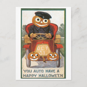 Old-fashioned Halloween, Pumpkin driver Postcard