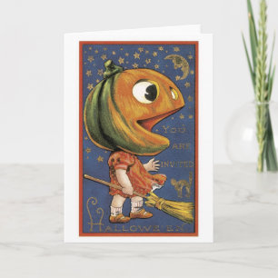 Old-fashioned Halloween, Pumpkin girl Card