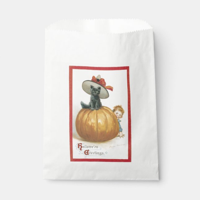Old-fashioned Halloween, Witch cat Favour Bag (Front)