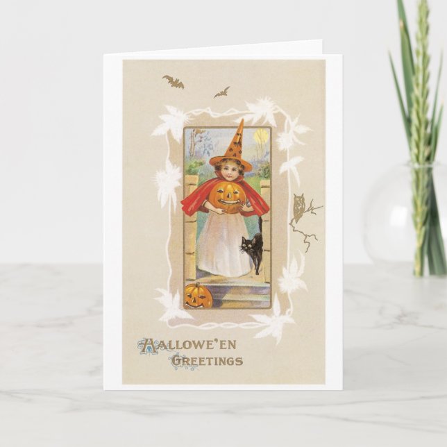 Old-fashioned Halloween, Witch girl Card (Front)