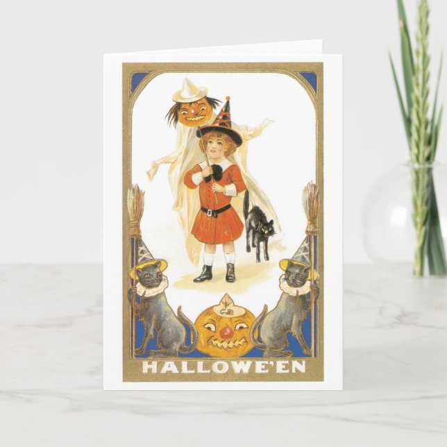 Old-fashioned Halloween, Witch girl Card (Front)
