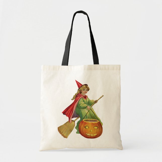 Old-fashioned Halloween, Witch girl Tote Bag (Front)