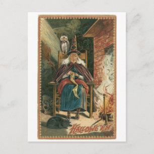 Old-fashioned Halloween, Witch Postcard