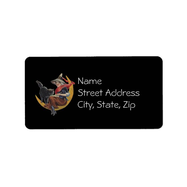 Old Fashioned Halloween Witch & The Moon Label (Front)