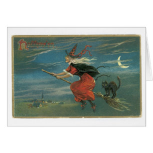 Old-fashioned Halloween, Witch with Black cat