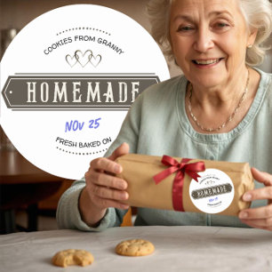 Old Fashioned Homemade With Love Handwritten Date  Classic Round Sticker