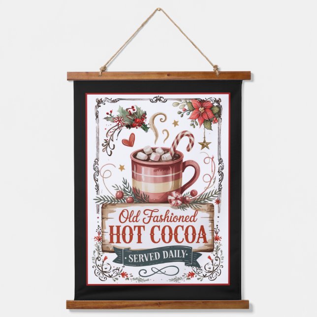 Old-Fashioned Hot Cocoa – Cozy Christmas  Hanging Tapestry (Front)