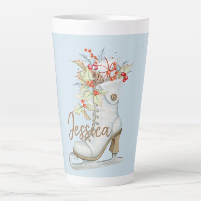 Old Fashioned Ice Skate Personalised   Latte Mug (Front)