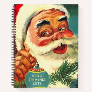 Old-fashioned Laughing Santa Christmas Lists Notebook