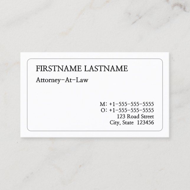 Old Fashioned, Legal Professional Business Card (Front)