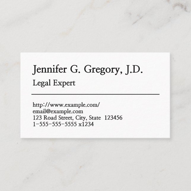 Old Fashioned Legal Professional Business Card (Front)