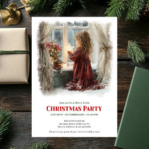 Old fashioned little girl holding shining star   invitation
