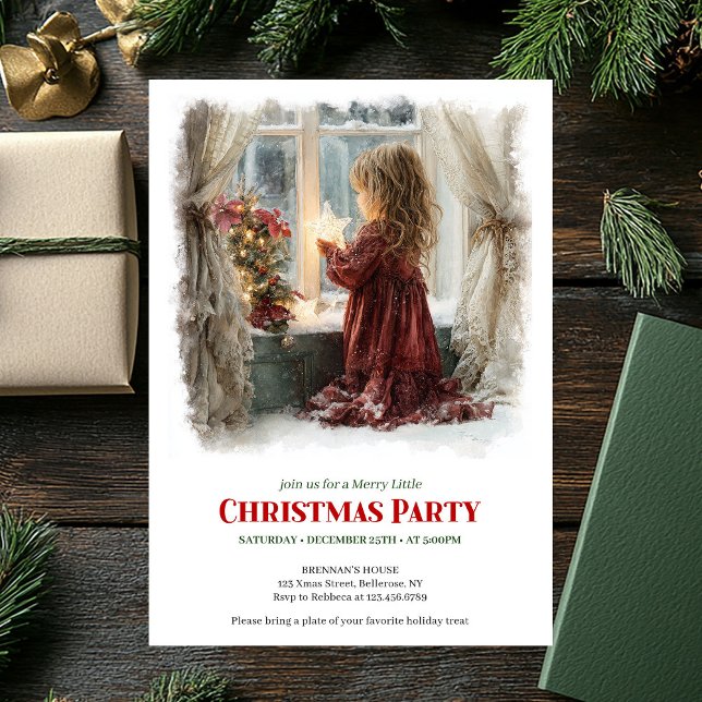 Old fashioned little girl holding shining star   invitation (Old fashioned little girl holding shining star download invitation

)