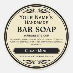 Old Fashioned Look Handmade Soap Labels Round