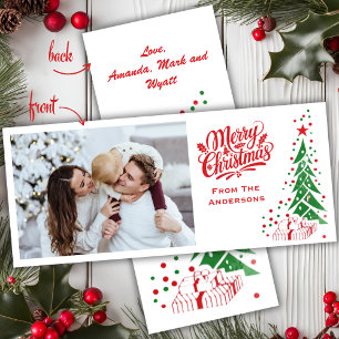 Old Fashioned Mid Century Custom Photo Christmas Holiday Card