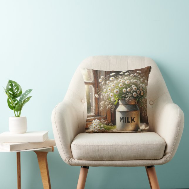 Old-fashioned Milk Can With Daisies Cushion (Chair)