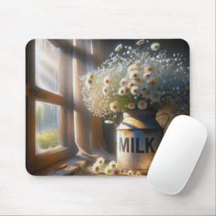 Old-fashioned Milk Can With Daisies Mouse Pad