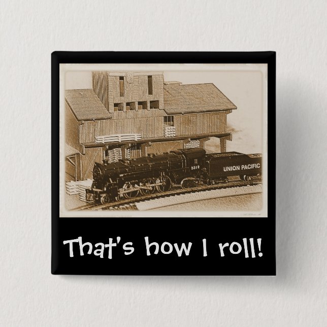 Old Fashioned Model Train Photo 15 Cm Square Badge (Front)