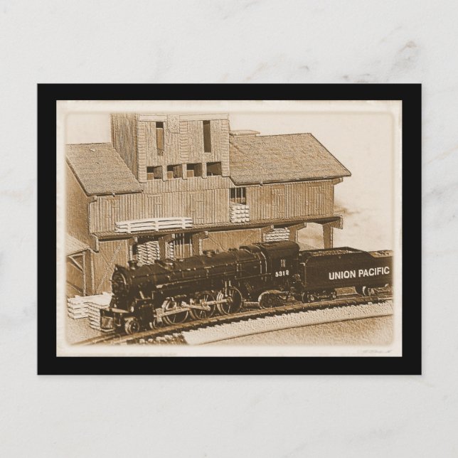 Old Fashioned Model Train Photo Postcard (Front)