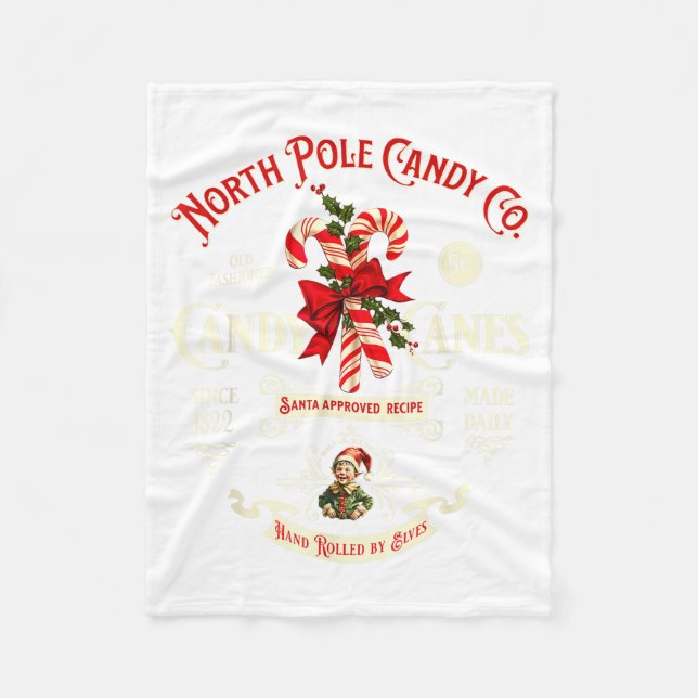 Old Fashioned North Le Candy Cane Company Elf Chri Fleece Blanket (Front)