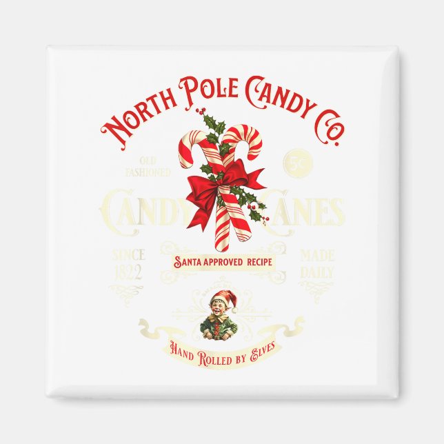 Old Fashioned North Le Candy Cane Company Elf Chri Magnet (Front)