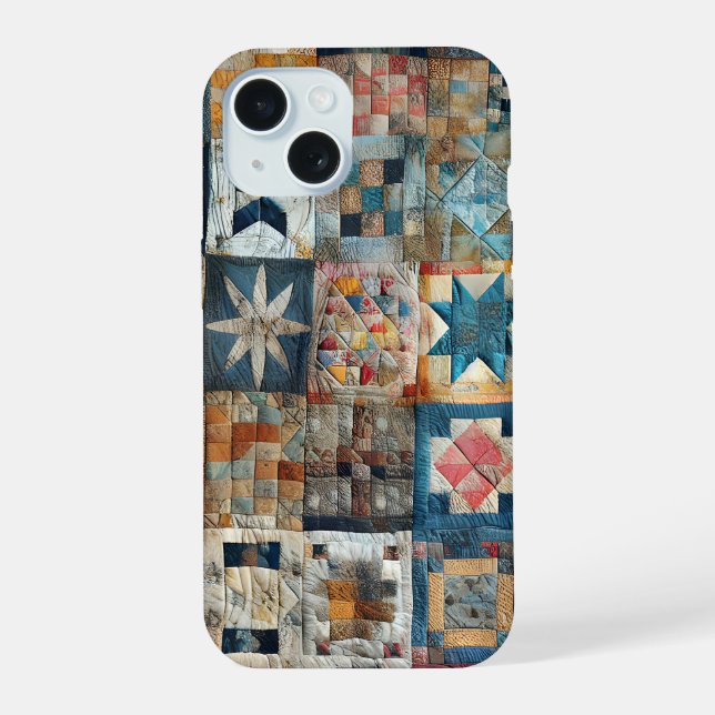 Old-fashioned Patchwork Quilt Design iPhone 15 Case (Back)
