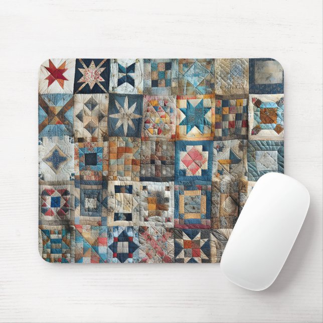 Old-fashioned Patchwork Quilt Design Mouse Pad (With Mouse)