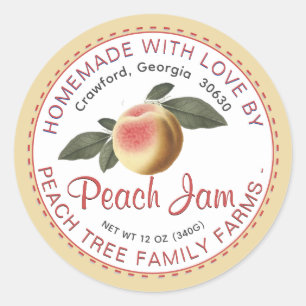 Old Fashioned Peach Jam Stitched Border Label