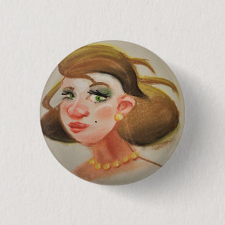 Old-fashioned Pin-up Girl 1950s Vintage 3 Cm Round Badge