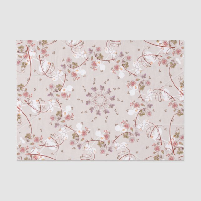 Old-Fashioned Pink Small Flowers and Swirls        Tissue Paper (Front)