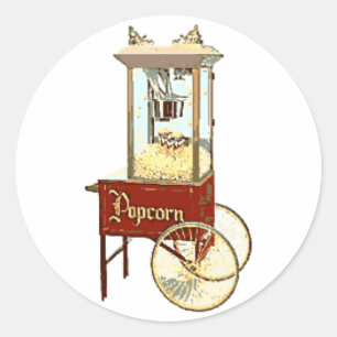 Old Fashioned Popcorn Machine Classic Round Sticker