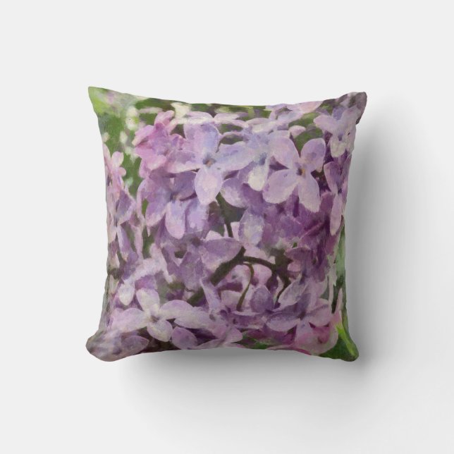 Old Fashioned Purple Lilac Throw Pillow (Front)