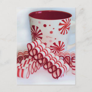 Old Fashioned Red and White Ribbon Candy With Mug Postcard