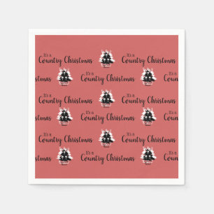 Old Fashioned Red Christmas Trees  Napkin