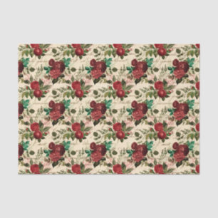 Old Fashioned Red Rose Pattern Tissue Paper