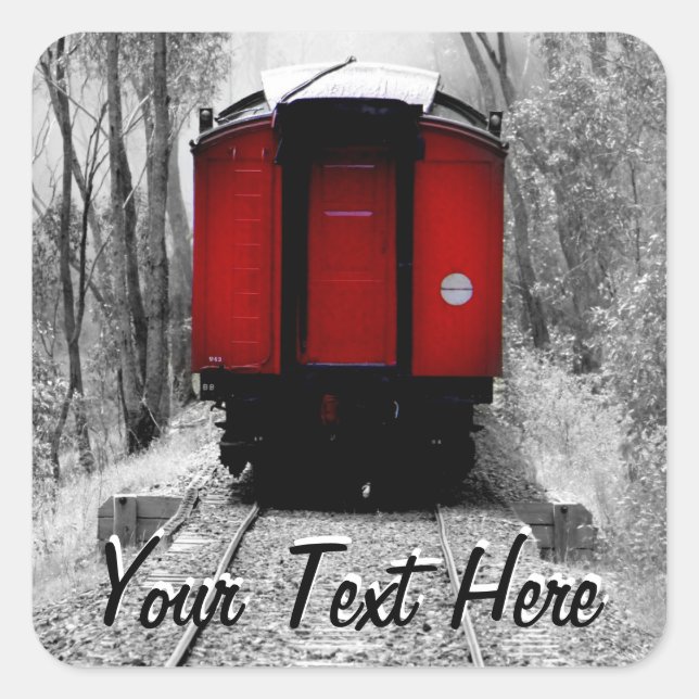Old Fashioned Red Steam Train Square Sticker (Front)