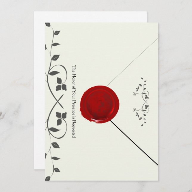 Old-Fashioned Red Wax Seal Letter Invitation (Front/Back)
