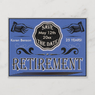 Old Fashioned Retirement Save The Date - Blue Announcement Postcard
