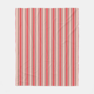 Old Fashioned Retro Christmas Stripe Pattern Pink Fleece Blanket