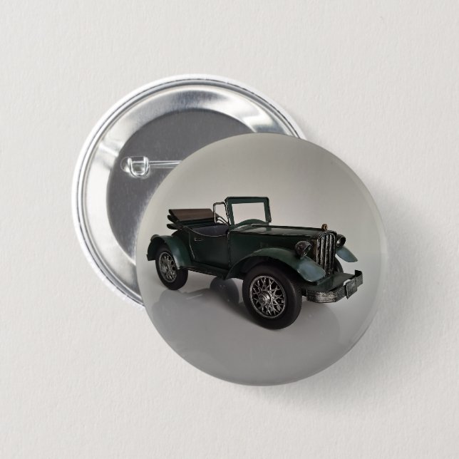 old-fashioned retro convertible car 6 cm round badge (Front & Back)