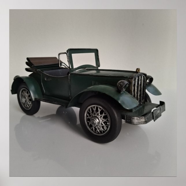 old-fashioned retro styled vintage convertible car poster (Front)
