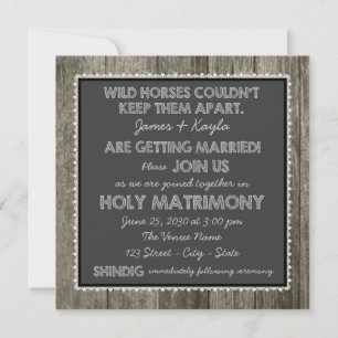 Old Fashioned Rustic Country Chalkboard Wedding Invitation