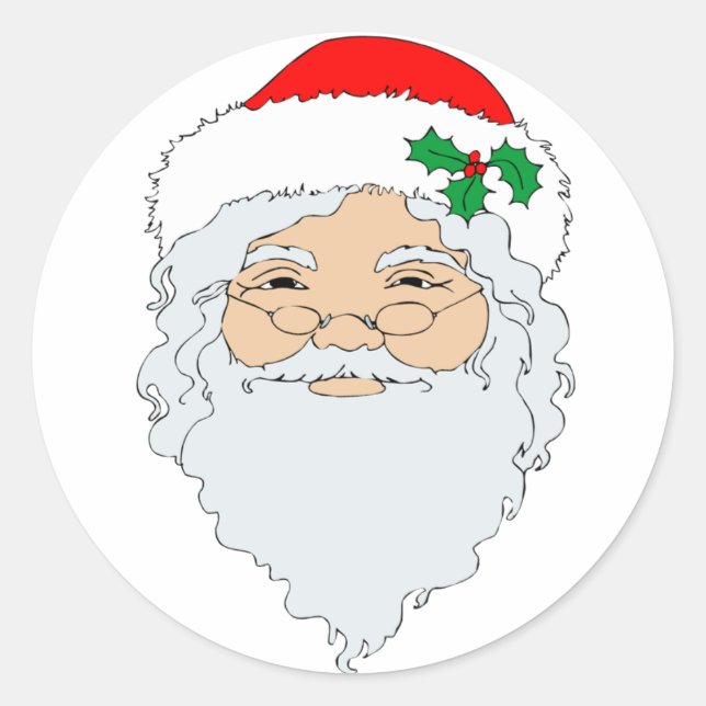Old Fashioned Santa Claus Face Classic Round Sticker (Front)