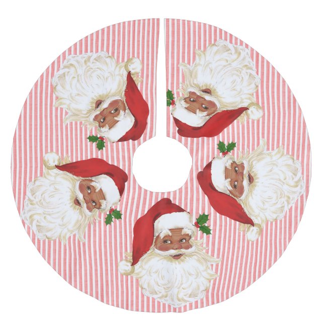 Old Fashioned Santa Claus  Stripe Brushed Polyeste Polyester Tree Skirt (Front)