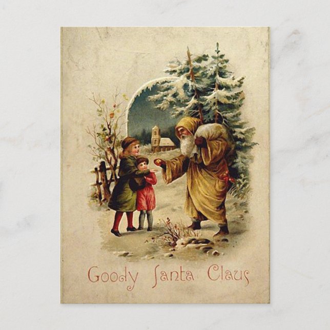 Old-Fashioned Santa Postcard (Front)